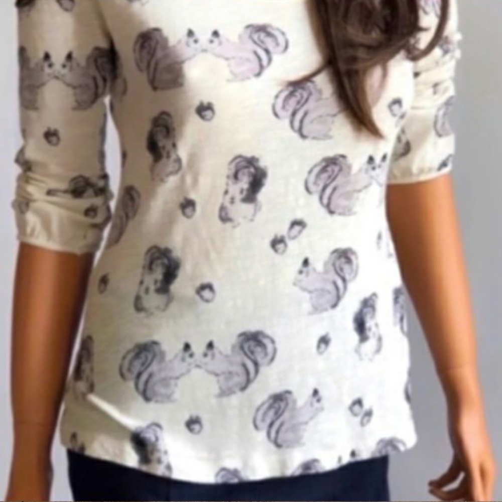 9-h15 STCL Postmark Forest Fete Squirrel Classy Hipster Hippie Artsy Blouse Top